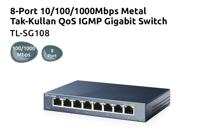 TP-LINK TL-SG108 8 PORT 10/100/1000 DESKTOP SWITCH 
